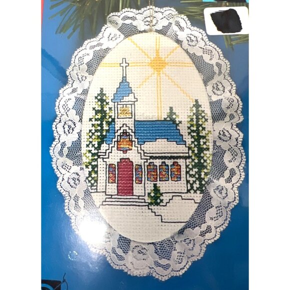 Lace Ornament Cross Stitch Kit Christmas Church Design - Picture 1 of 3